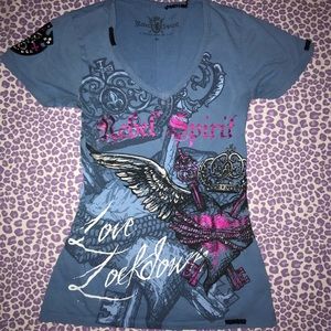 Blue Rebel Spirit  v-neck Tee